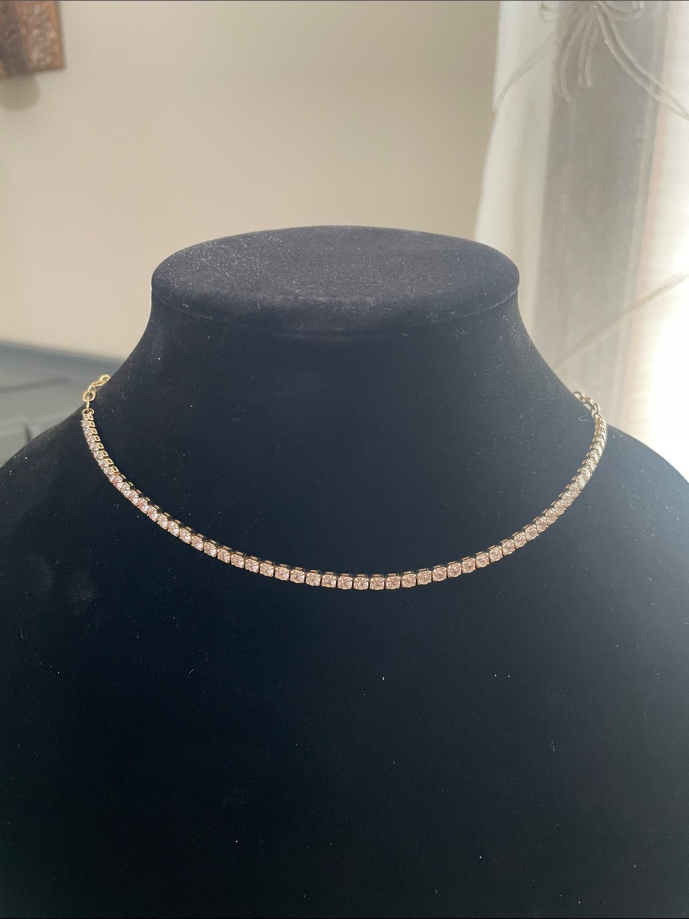Gold-Tone Clear Crystal Tennis Choker Necklace - Women's Jewelry
